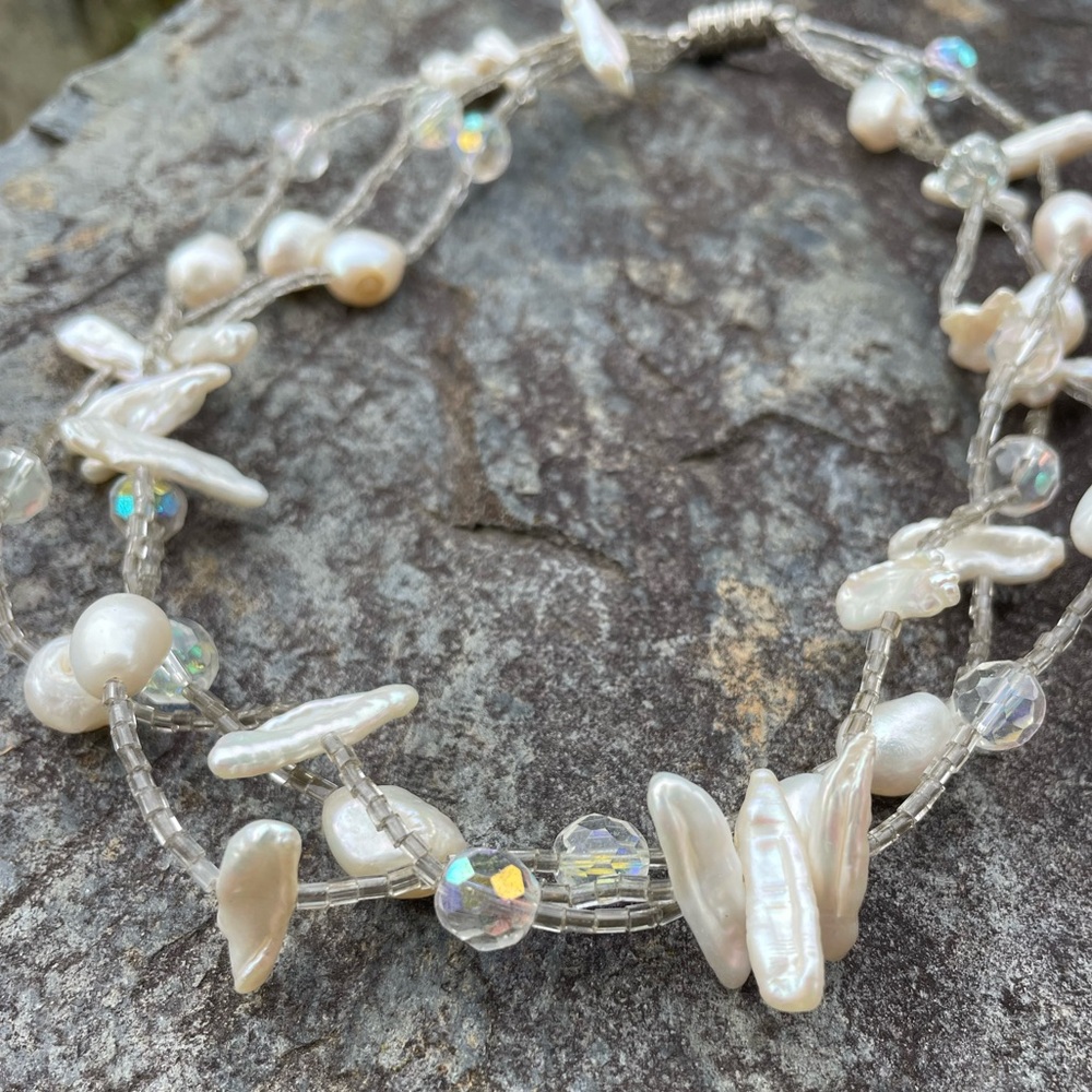 Vintage Pearl Crystal Fetish Choker Necklace - Picture 3 of 7